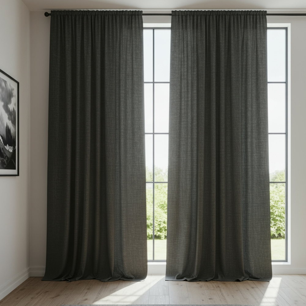 100% Linen Blackout Drapes – Coastal Neutral Curtains, Breathable Fabric with Blackout Lining