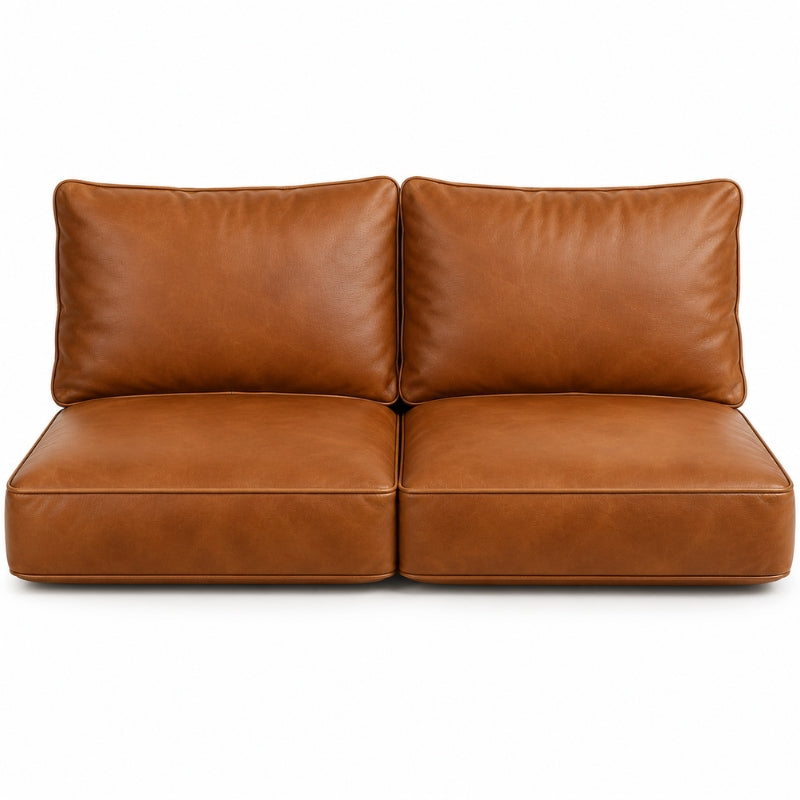 Custom Leather Sofa & Loveseat Double Cushion Set – Made-to-Measure Replacement Cushions