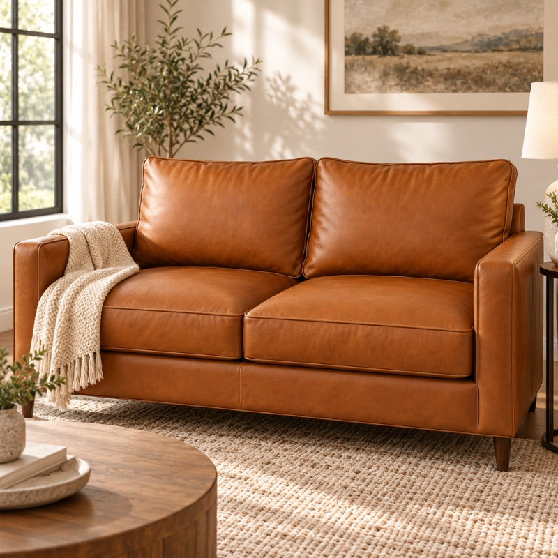 Custom Leather Sofa & Loveseat Double Cushion Set – Made-to-Measure Replacement Cushions