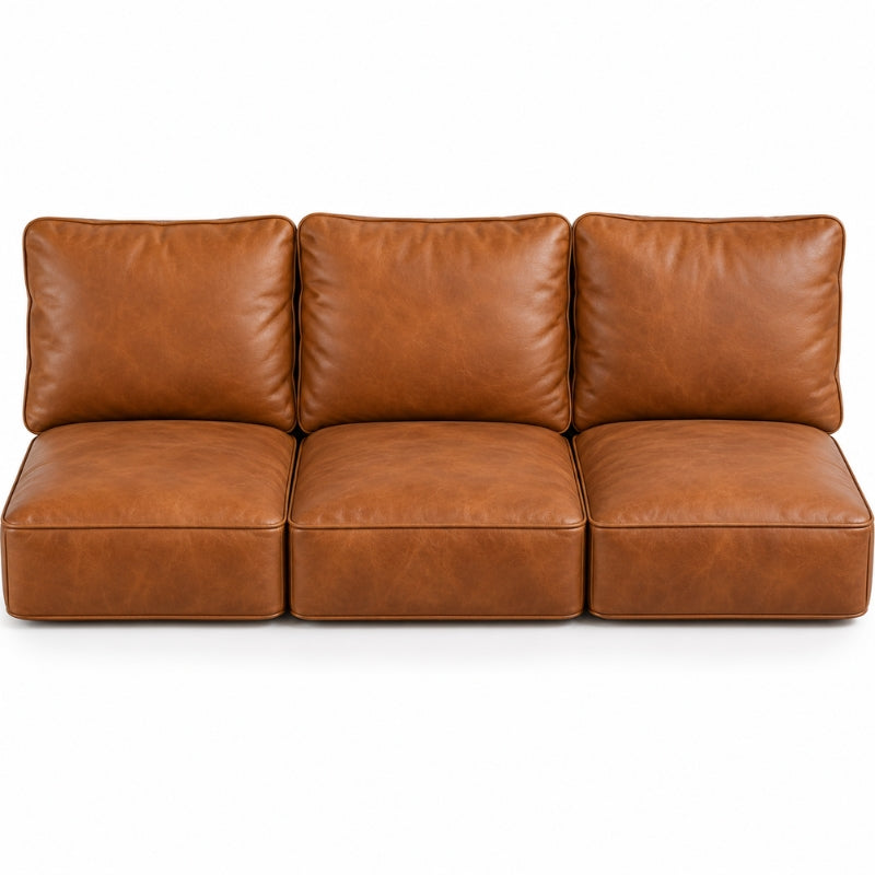 Custom Leather Detached Sofa & Loveseat Triple Cushion Set | Replacement Couch Cushions
