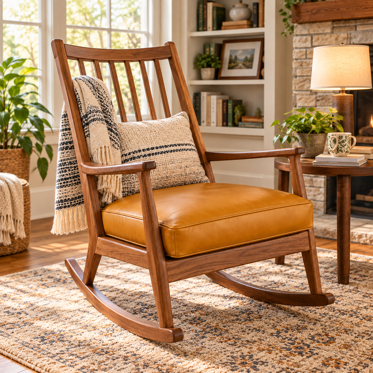 Custom Leather Rocking Chair Seat Cushion | Made-to-Measure Chair Pad