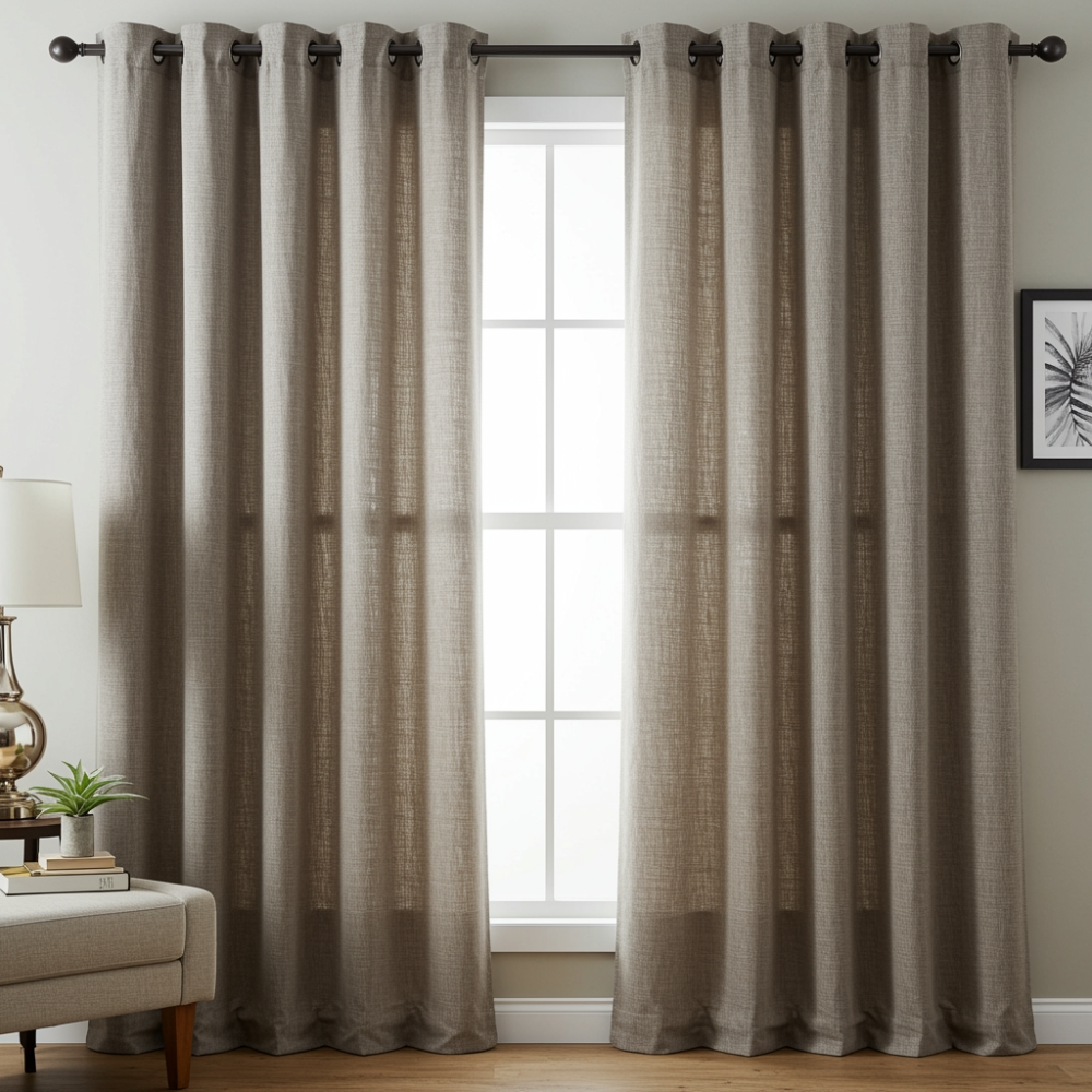 Custom Dusky Linen Blackout Curtains – Made to Measure Blackout Panels, Farmhouse & Modern Decor