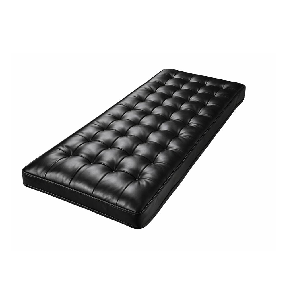 Tufted leather window seat cushions