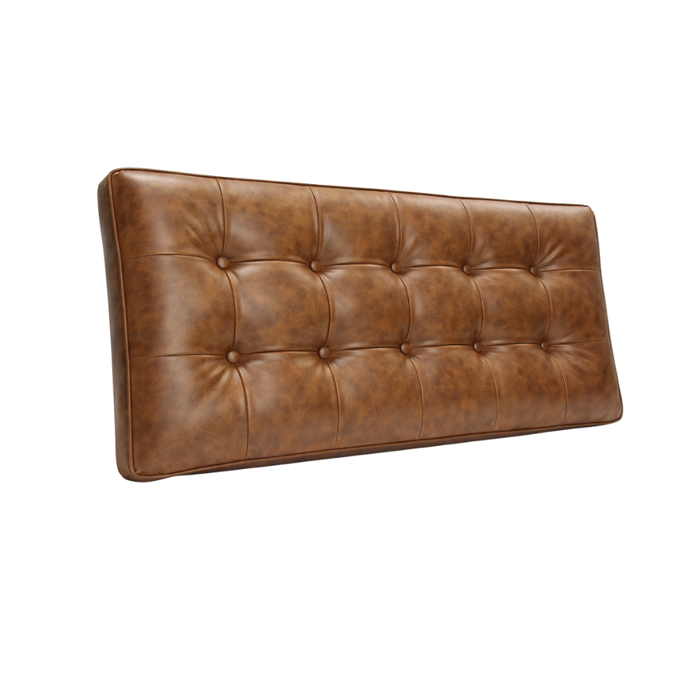 Custom Tufted Leather Bay Window Cushions
