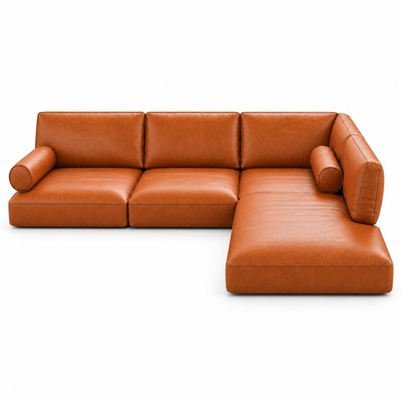 Custom Leather L-Shaped Sectional Cushions | Sofa Seat & Back Cushion Set